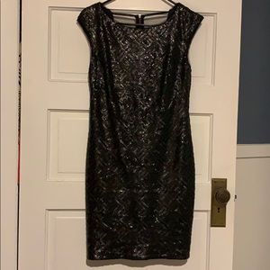 Black sequined cocktail dress